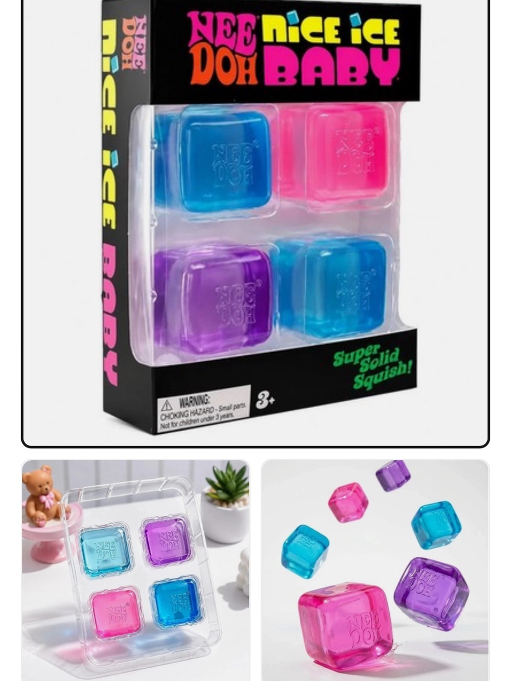 Nee doh Squishy mini nIce Cubes - Pink, Blue, Purple